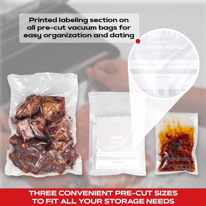 Forjars® 100 Count 11x16 Vacuum Sealer Bags - Textured on Both Sides, 7.5 Mil Thickness