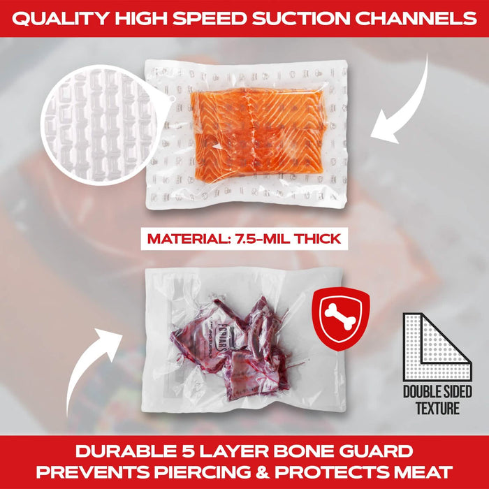 Forjars® 100 Count 11x16 Vacuum Sealer Bags - Textured on Both Sides, 7.5 Mil Thickness