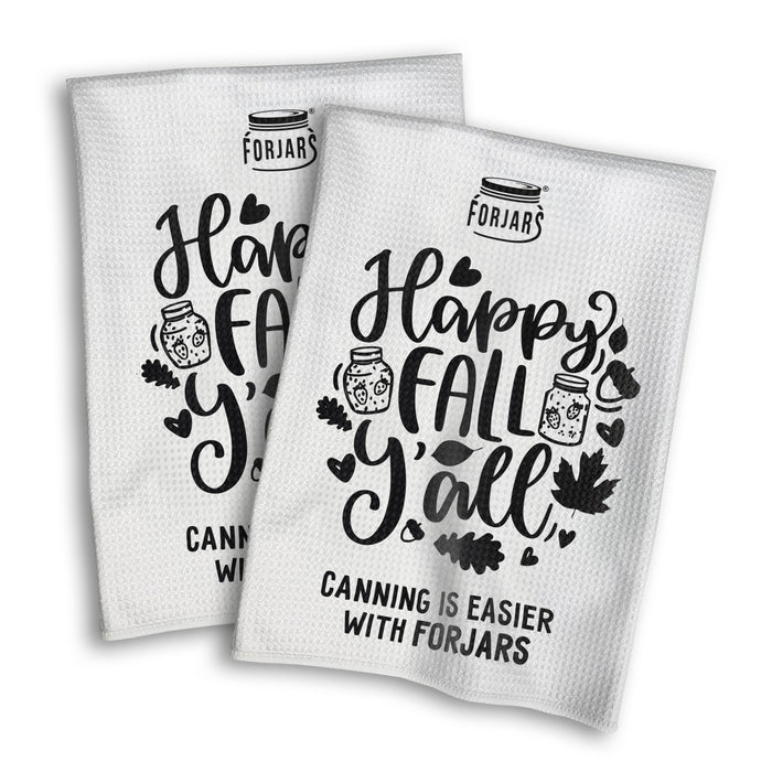 FORJARS® Waffle Towels – White with Printed Patterns (2-Pack)