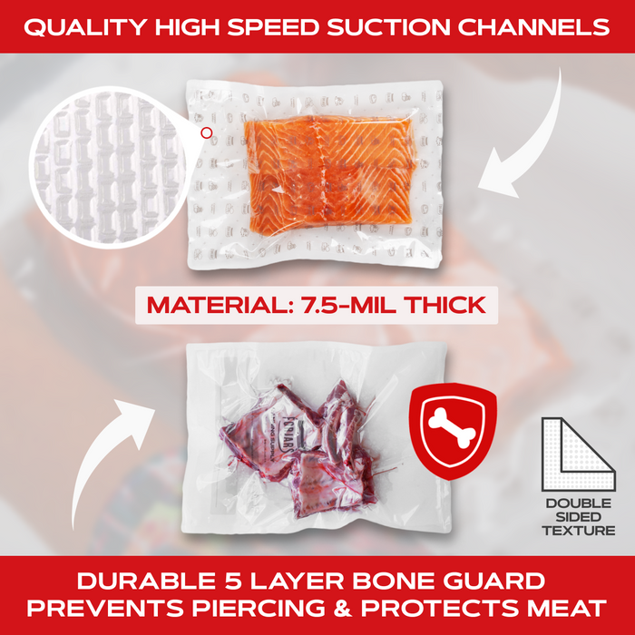 Vacuum Sealer Roll (8-inch) - Textured on Both Sides, 7.5 Mil Thickness