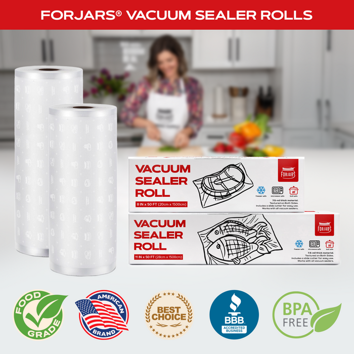 Vacuum Sealer Roll (8-inch) - Textured on Both Sides, 7.5 Mil Thickness